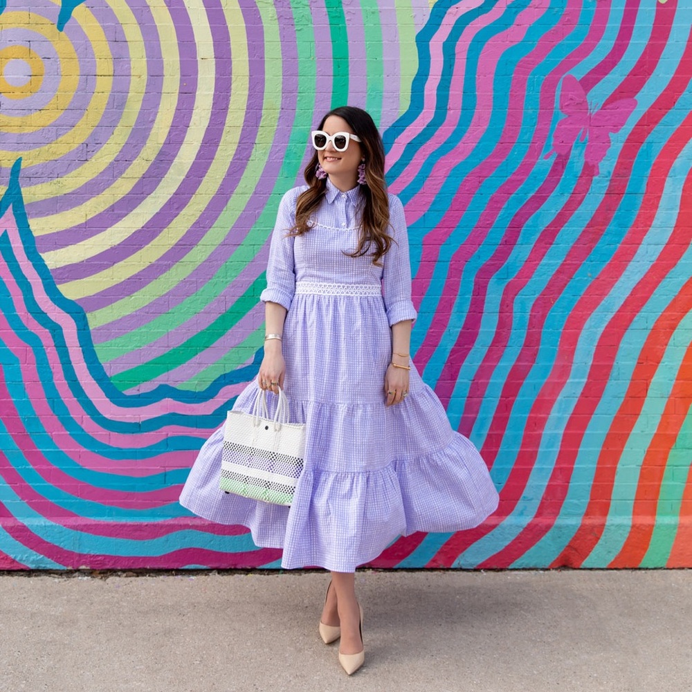Lilly Pulitzer Olivet Stretch Midi Dress in Light Lilac Verbena Gingham - Picture 16 of 16